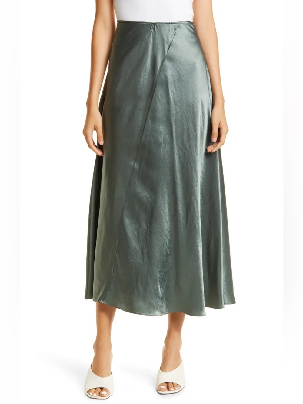 NWOT Vince Raw Edge Panelled Slip Skirt in DEEP AEGEAN